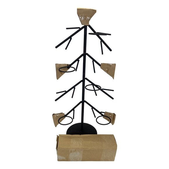 Black Metal Christmas Tree Candle Holder With Red Glass Votives - Picture 7 of 7